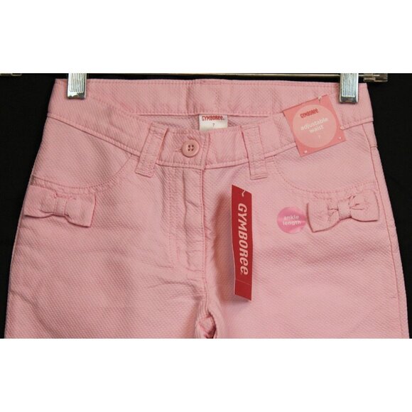 NEW 2008 Gymboree Ice Cream Social Easter Pink Jeans Pants Bows sz 7 Textured - Picture 2 of 6